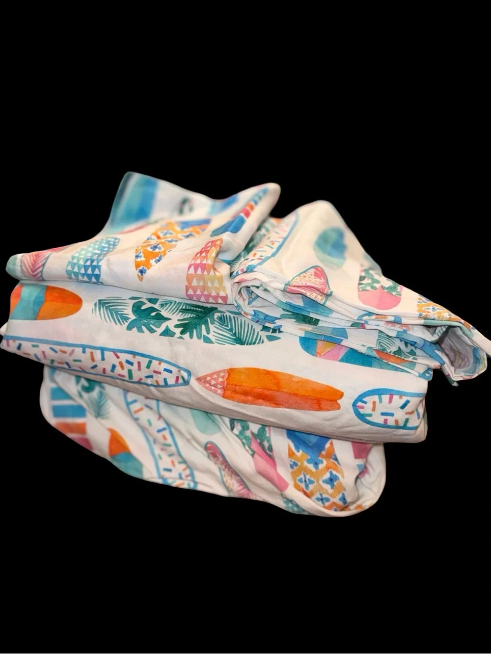 Spoonflower Queen Bed Sheet Set in Surfboards Medium Scale Watercolor Print